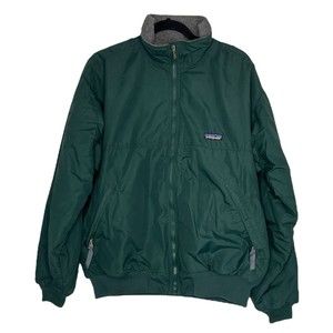 Patagonia Bomber Jacket Mens M Green Blue Gray Fleece Lined Zip Pockets Vtg 90s
